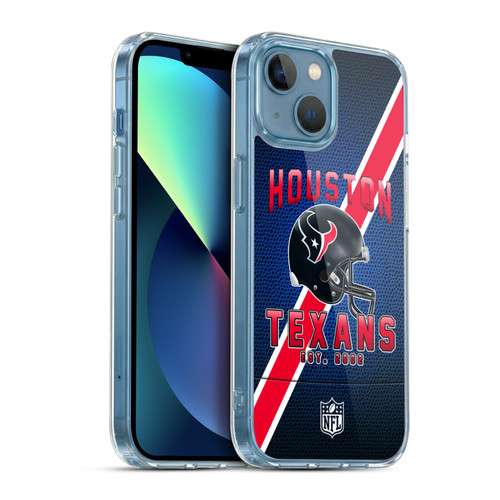NFL Houston Texans Logo Art Football Stripes Soft Gel Case for Apple iPhone 13 Mini & MagSafe