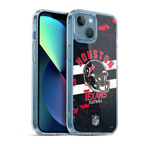 NFL Houston Texans Logo Art Helmet Distressed Soft Gel Case for Apple iPhone 13 Mini & MagSafe