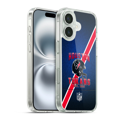 NFL Houston Texans Logo Art Football Stripes Soft Gel Case for Apple iPhone 16 & MagSafe