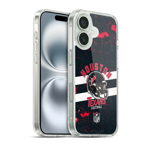 NFL Houston Texans Logo Art Helmet Distressed Soft Gel Case for Apple iPhone 16 & MagSafe