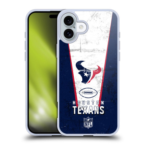 NFL Houston Texans Logo Art Banner Soft Gel Case for Apple iPhone 16 Plus