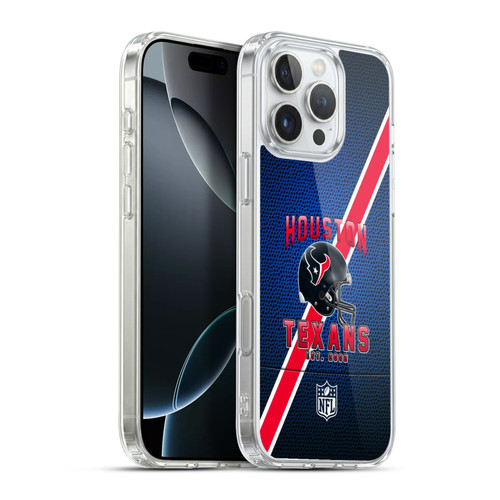 NFL Houston Texans Logo Art Football Stripes Soft Gel Case for Apple iPhone 16 Pro Max & MagSafe