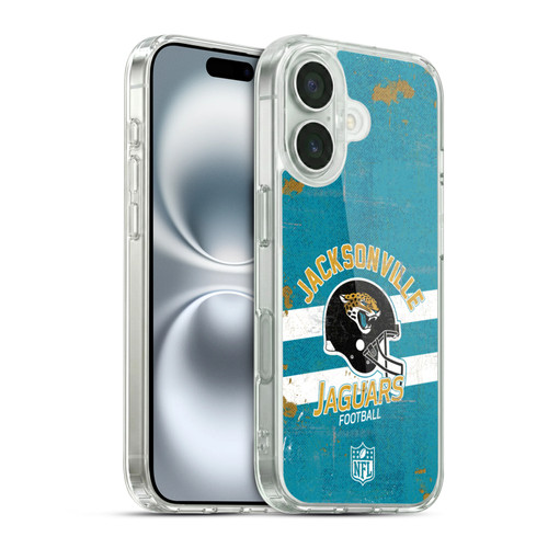 NFL Jacksonville Jaguars Logo Art Helmet Distressed Soft Gel Case for Apple iPhone 16 & MagSafe