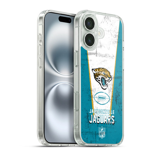 NFL Jacksonville Jaguars Logo Art Banner Soft Gel Case for Apple iPhone 16 Plus & MagSafe