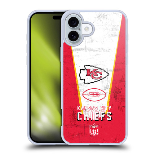NFL Kansas City Chiefs Logo Art Banner Soft Gel Case for Apple iPhone 16 Plus