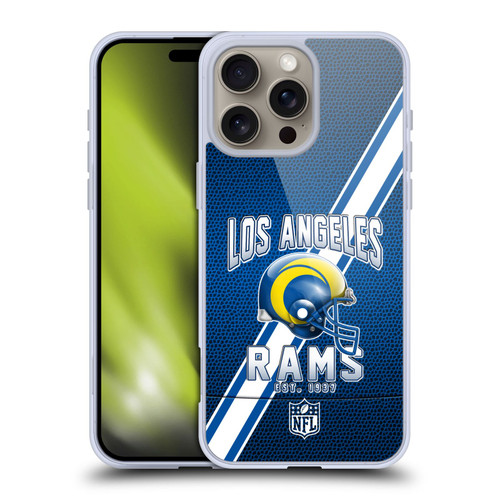 NFL Los Angeles Rams Logo Art Football Stripes 100th Soft Gel Case for Apple iPhone 16 Pro Max