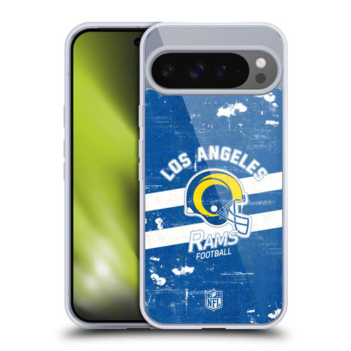 NFL Los Angeles Rams Logo Art Helmet Distressed Look 100th Soft Gel Case for Google Pixel 9 Pro XL