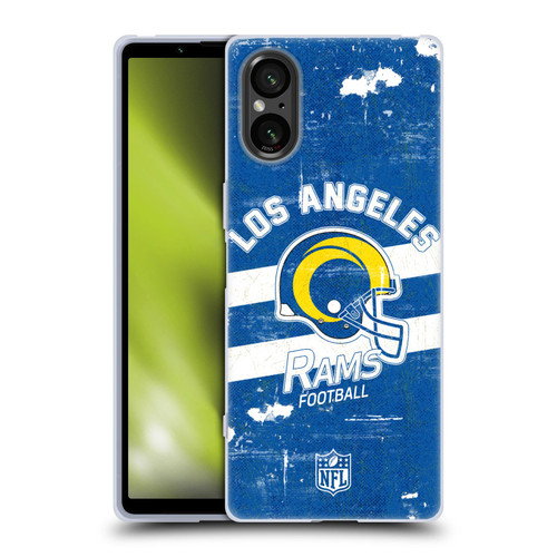 NFL Los Angeles Rams Logo Art Helmet Distressed Look 100th Soft Gel Case for Sony Xperia 5 V 5G