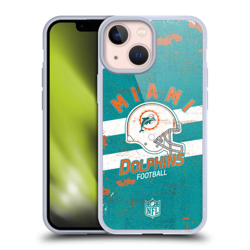 NFL Miami Dolphins Logo Art Helmet Distressed Soft Gel Case for Apple iPhone 13 Mini