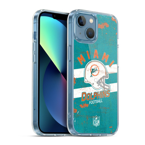 NFL Miami Dolphins Logo Art Helmet Distressed Soft Gel Case for Apple iPhone 13 Mini & MagSafe