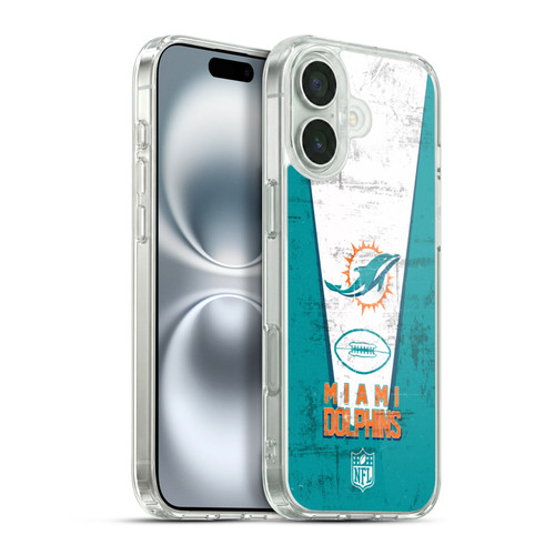 NFL Miami Dolphins Logo Art Banner Soft Gel Case for Apple iPhone 16 Plus & MagSafe