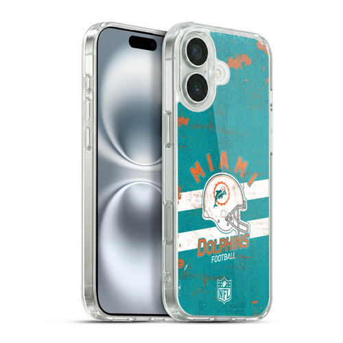 NFL Miami Dolphins Logo Art Helmet Distressed Soft Gel Case for Apple iPhone 16 Plus & MagSafe