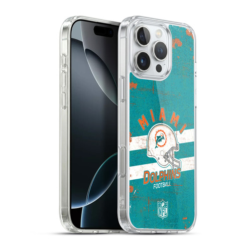 NFL Miami Dolphins Logo Art Helmet Distressed Soft Gel Case for Apple iPhone 16 Pro Max & MagSafe