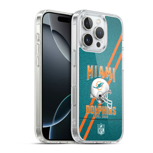 NFL Miami Dolphins Logo Art Football Stripes Soft Gel Case for Apple iPhone 16 Pro & MagSafe