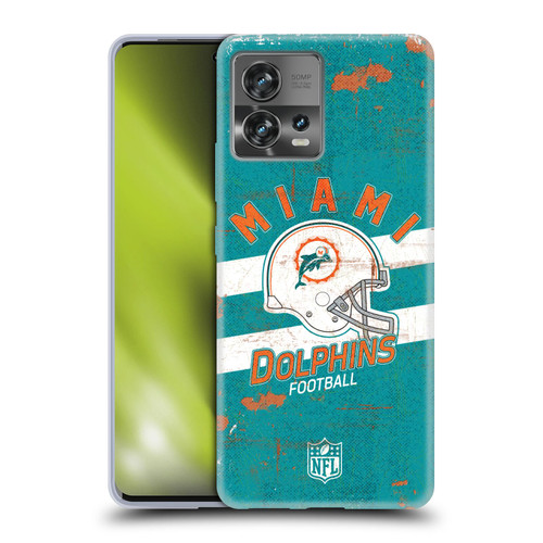 NFL Miami Dolphins Logo Art Helmet Distressed Soft Gel Case for Motorola Moto Edge 30 Fusion