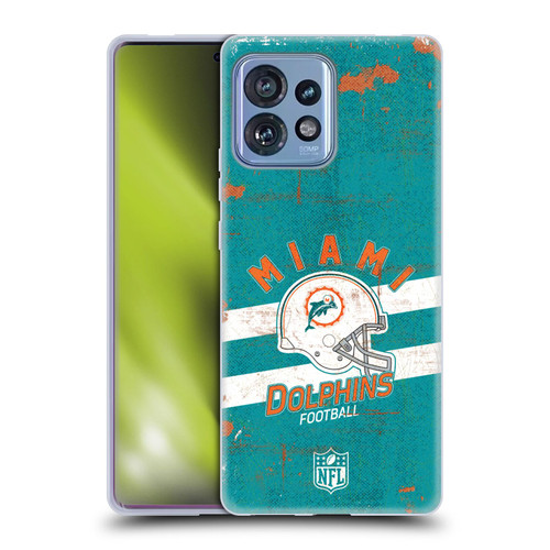 NFL Miami Dolphins Logo Art Helmet Distressed Soft Gel Case for Motorola Moto Edge 40 Pro