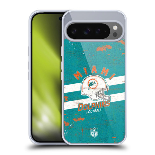 NFL Miami Dolphins Logo Art Helmet Distressed Soft Gel Case for Google Pixel 9 Pro XL