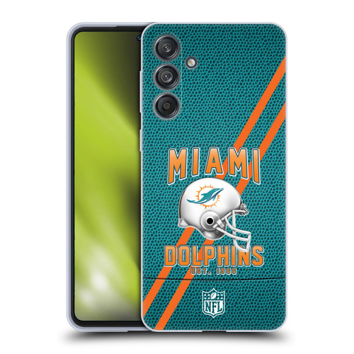 NFL Miami Dolphins Logo Art Football Stripes Soft Gel Case for Samsung Galaxy M55 5G