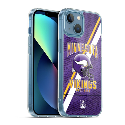 NFL Minnesota Vikings Logo Art Football Stripes Soft Gel Case for Apple iPhone 13 Mini & MagSafe