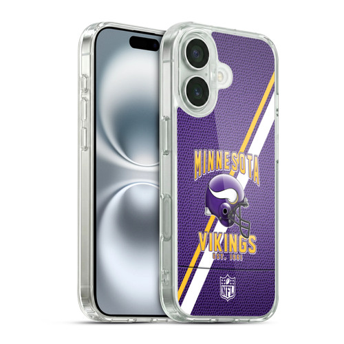 NFL Minnesota Vikings Logo Art Football Stripes Soft Gel Case for Apple iPhone 16 & MagSafe
