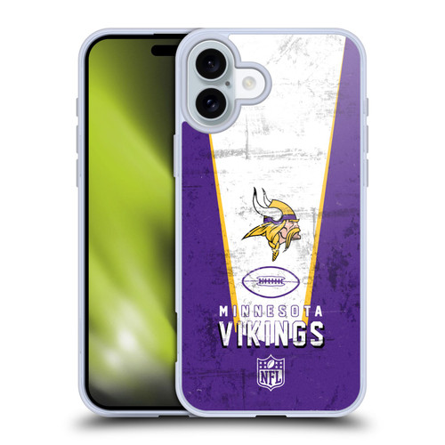 NFL Minnesota Vikings Logo Art Banner Soft Gel Case for Apple iPhone 16 Plus