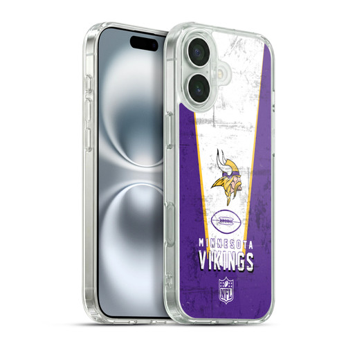 NFL Minnesota Vikings Logo Art Banner Soft Gel Case for Apple iPhone 16 Plus & MagSafe