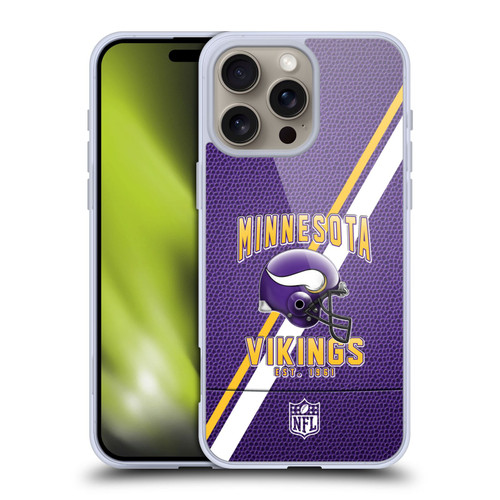 NFL Minnesota Vikings Logo Art Football Stripes Soft Gel Case for Apple iPhone 16 Pro Max