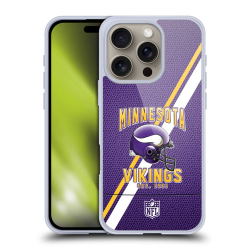 NFL Minnesota Vikings Logo Art Football Stripes Soft Gel Case for Apple iPhone 16 Pro NFL Minnesota Vikings Logo Art Football Stripes Soft Gel Case for Apple iPhone 16 Pro