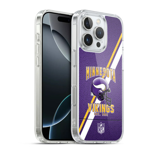 NFL Minnesota Vikings Logo Art Football Stripes Soft Gel Case for Apple iPhone 16 Pro & MagSafe
