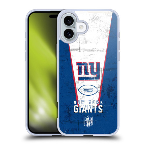 NFL New York Giants Logo Art Banner Soft Gel Case for Apple iPhone 16 Plus