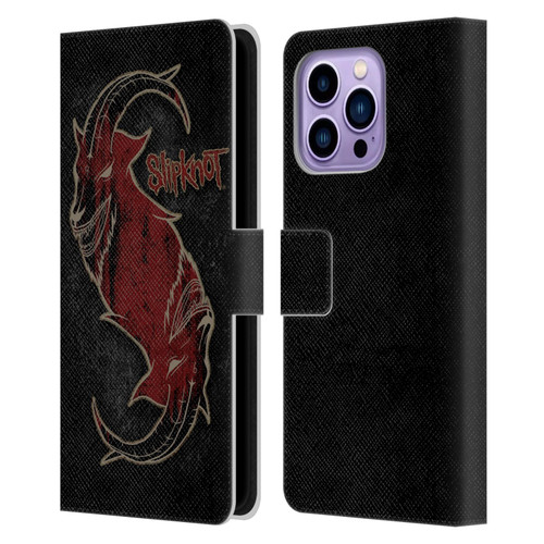 Slipknot Key Art Red Goat Leather Book Wallet Case Cover For Apple iPhone 14 Pro Max