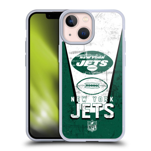 NFL New York Jets Logo Art Banner Soft Gel Case for Apple iPhone 13 Mini