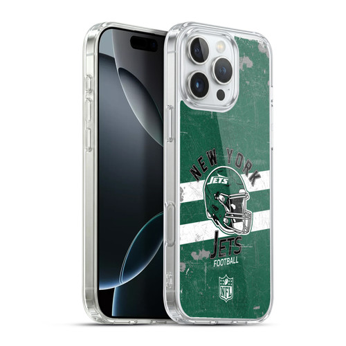 NFL New York Jets Logo Art Helmet Distressed Soft Gel Case for Apple iPhone 16 Pro Max & MagSafe