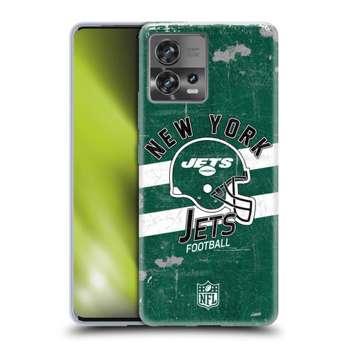 NFL New York Jets Logo Art Helmet Distressed Soft Gel Case for Motorola Moto Edge 30 Fusion