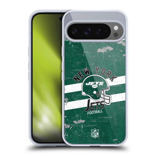 NFL New York Jets Logo Art Helmet Distressed Soft Gel Case for Google Pixel 9 Pro XL