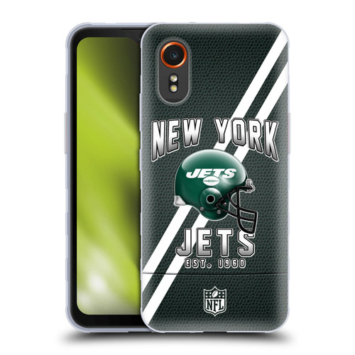 NFL New York Jets Logo Art Football Stripes Soft Gel Case for Samsung Galaxy Xcover7 5G