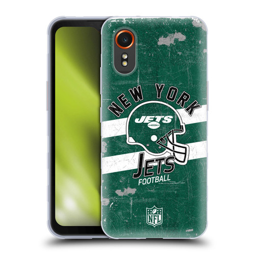 NFL New York Jets Logo Art Helmet Distressed Soft Gel Case for Samsung Galaxy Xcover7 5G