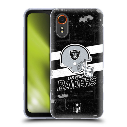 NFL Las Vegas Raiders Logo Art Helmet Distressed Look 100th Soft Gel Case for Samsung Galaxy Xcover7 5G