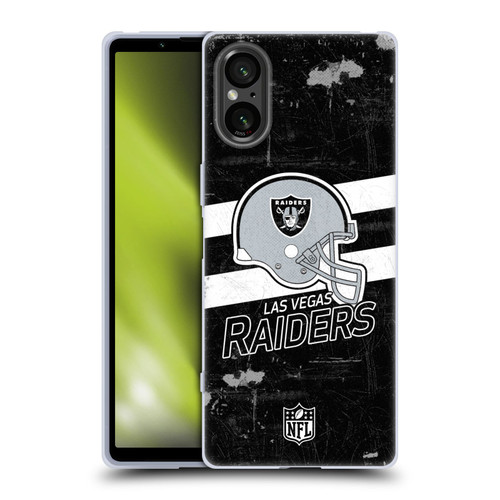 NFL Las Vegas Raiders Logo Art Helmet Distressed Look 100th Soft Gel Case for Sony Xperia 5 V 5G