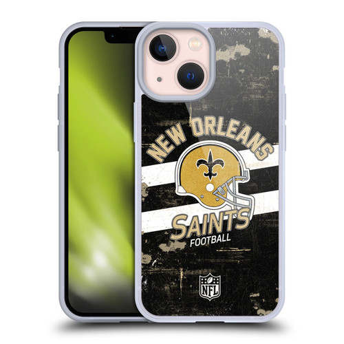 NFL New Orleans Saints Logo Art Helmet Distressed Soft Gel Case for Apple iPhone 13 Mini