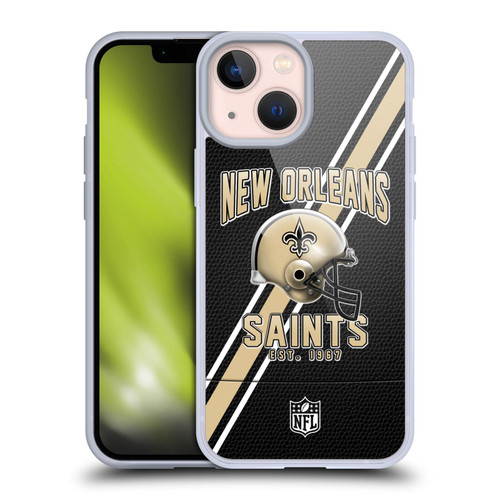 NFL New Orleans Saints Logo Art Football Stripes Soft Gel Case for Apple iPhone 13 Mini