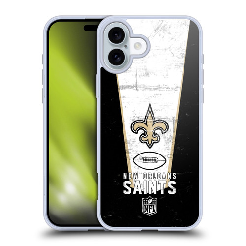 NFL New Orleans Saints Logo Art Banner Soft Gel Case for Apple iPhone 16 Plus