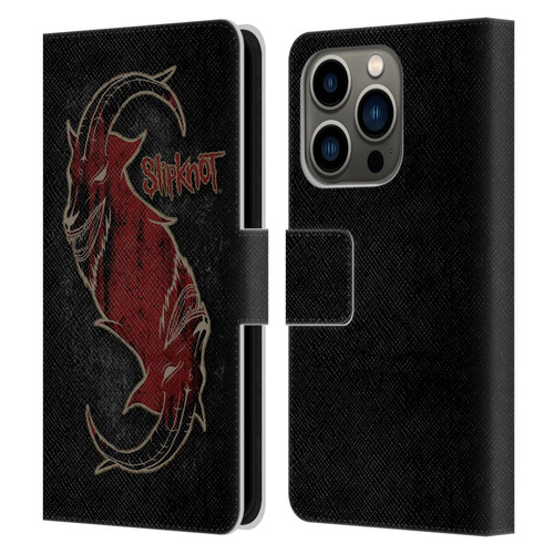 Slipknot Key Art Red Goat Leather Book Wallet Case Cover For Apple iPhone 14 Pro