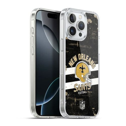 NFL New Orleans Saints Logo Art Helmet Distressed Soft Gel Case for Apple iPhone 16 Pro Max & MagSafe