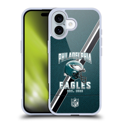 NFL Philadelphia Eagles Logo Art Football Stripes Soft Gel Case for Apple iPhone 16