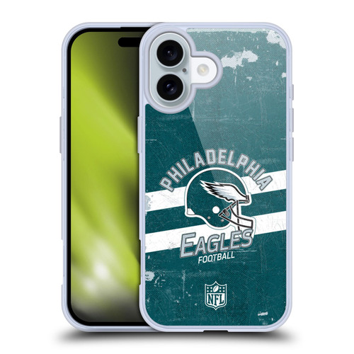 NFL Philadelphia Eagles Logo Art Helmet Distressed Soft Gel Case for Apple iPhone 16