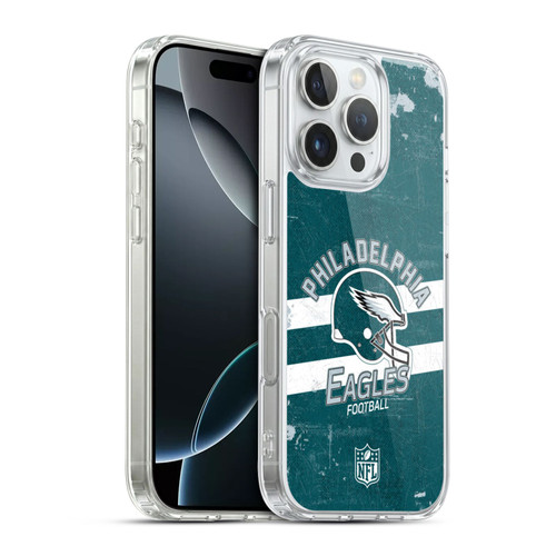 NFL Philadelphia Eagles Logo Art Helmet Distressed Soft Gel Case for Apple iPhone 16 Pro & MagSafe