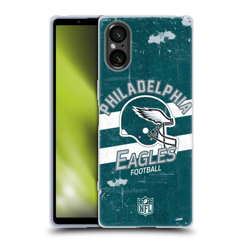 NFL Philadelphia Eagles Logo Art Helmet Distressed Soft Gel Case for Sony Xperia 5 V 5G