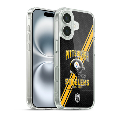 NFL Pittsburgh Steelers Logo Art Football Stripes Soft Gel Case for Apple iPhone 16 & MagSafe