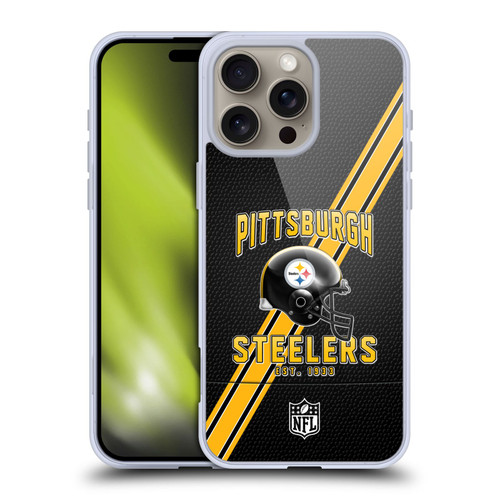 NFL Pittsburgh Steelers Logo Art Football Stripes Soft Gel Case for Apple iPhone 16 Pro Max